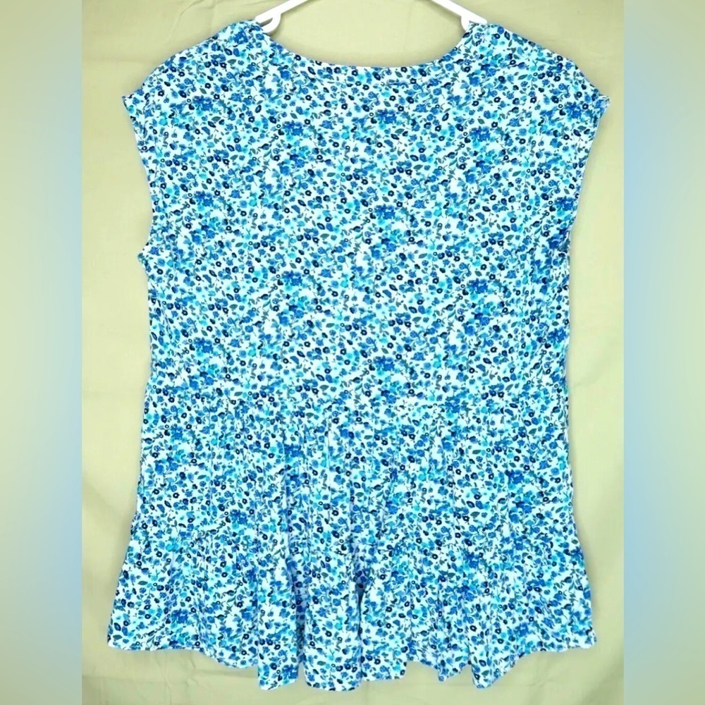 Jane and Delancey Floral Top Blue Boho Hippie Tiered Oversized Blouse Shirt EUC - Picture 4 of 7